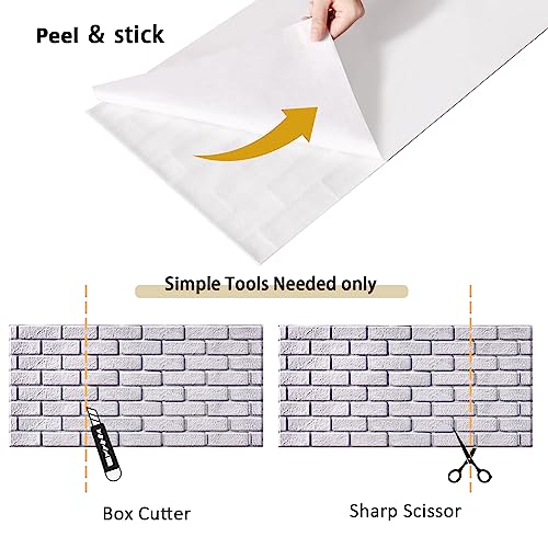 10Pcs 19.4sqft 3D Wall Panels Peel and Stick PVC Faux Stone Backsplash S534