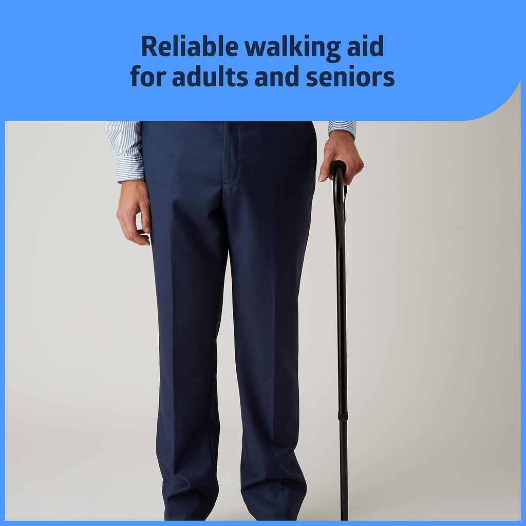 Medline Aluminum Offset Walking Cane, Lightweight, Black T51522