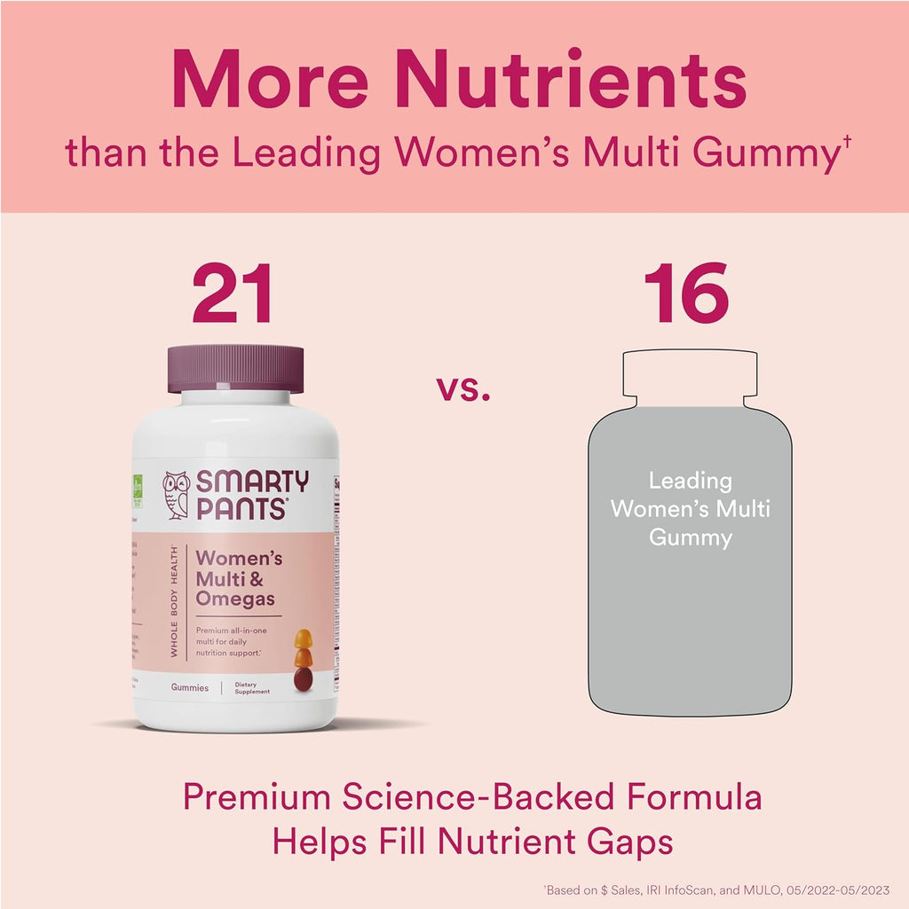 SmartyPants Women's Multivitamin Gummies, Omega 3, 120 Count R7008
