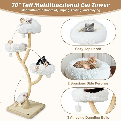 PETSITE 70" Tall Cat Tree for Large Cats with Scratching Posts N631455