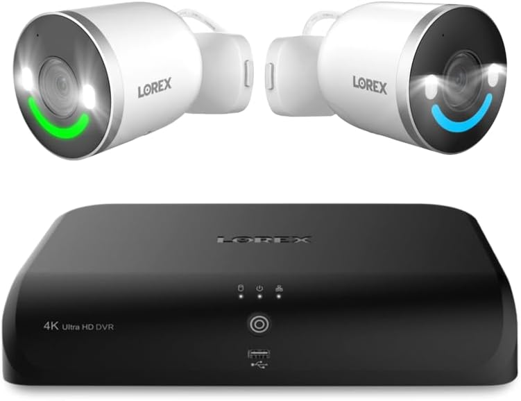 Lorex Fusion 4K 12-Channel (8 Wired and 4 Wi-Fi) 2TB DVR with 2 4K WiFi 6 Indoor/Outdoor Cameras