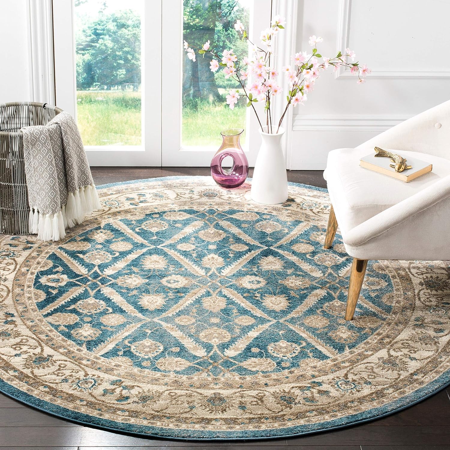 SAFAVIEH Sofia Collection Area Rug 9' x 12' Blue & Beige Vintage Oriental Distressed I398772