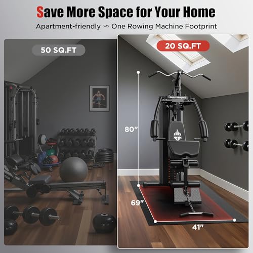 Sportsroyals Home Gym with 154LBS Weight Stack, Full Body Workout Station R116
