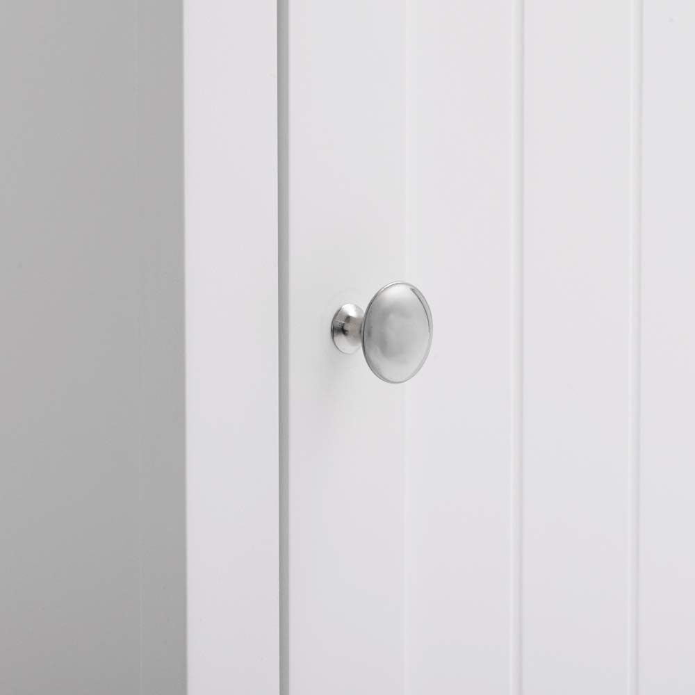 White Tall Bathroom Storage Cabinet, Slim Corner Floor Cabinet with Doors W671484