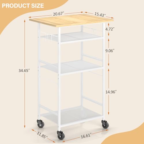 Rolling Kitchen Microwave Cart with Adjustable Shelf, 3 Tier Storage Rack on Wheels K20617