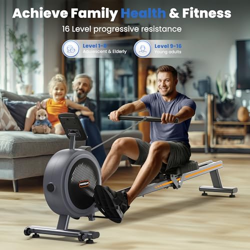FEIERDUN Rower Machine, Compact Magnetic Rowing Machine for Home, 350LBS Capacity O5092