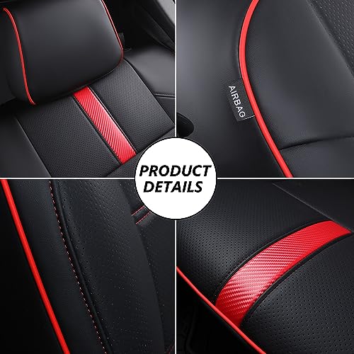 PTYYDS Seat Covers for 2016-2023 Toyota Tacoma Full Set Black Red U9444