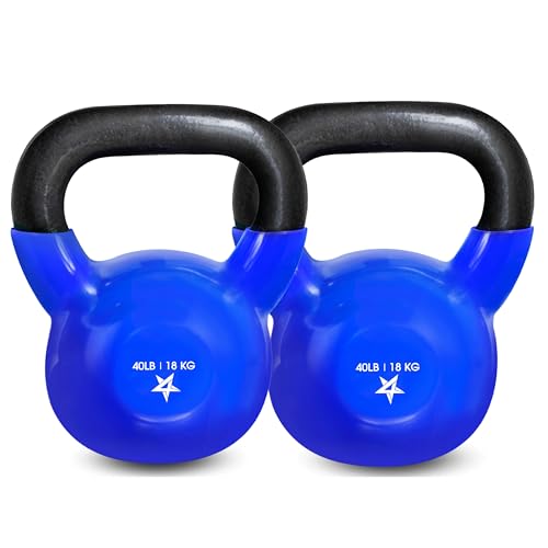 Yes4All 5-100 LB Vinyl Coated Cast Iron Kettlebells M964803