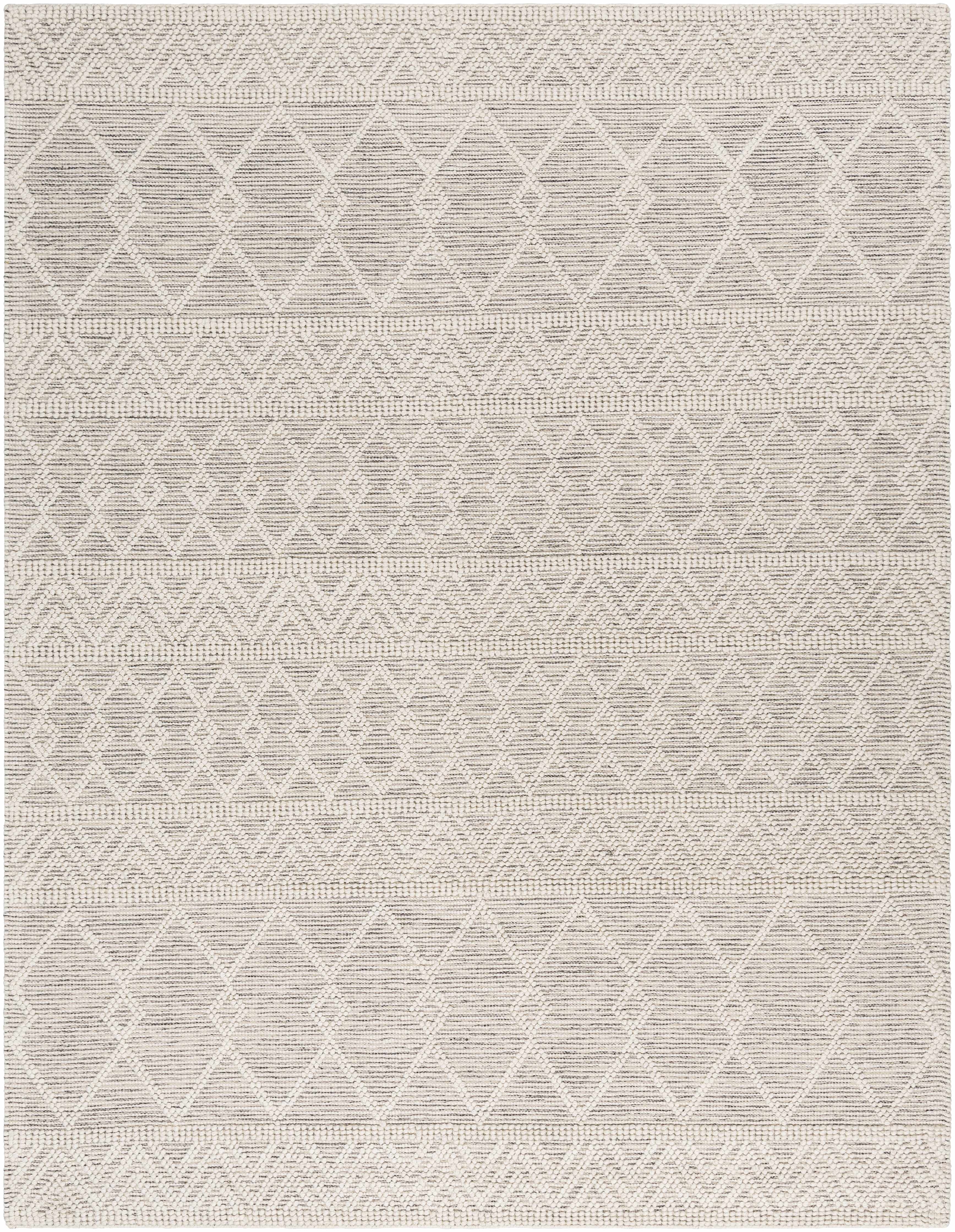 Woolk Moroccan Hand Woven Wool Small Area Rug, Beige White Brown, 2' x 3' L4500