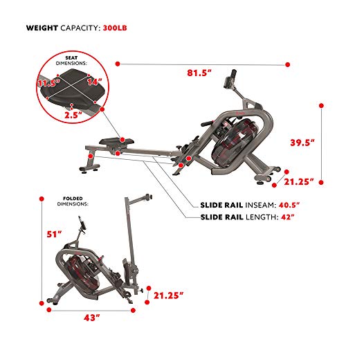Sunny Health & Fitness Elite Water Rowing Machine T4389
