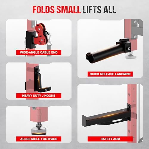 WM3-V4 Folding Wall Mounted Squat Rack with Dual Pulley System L11563