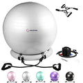 Exercise Ball Chair with Resistance Bands, Yoga Ball Office Chair with Stability Base for Home Gym, Workout Ball for Fitness, Large Size 65 cm
