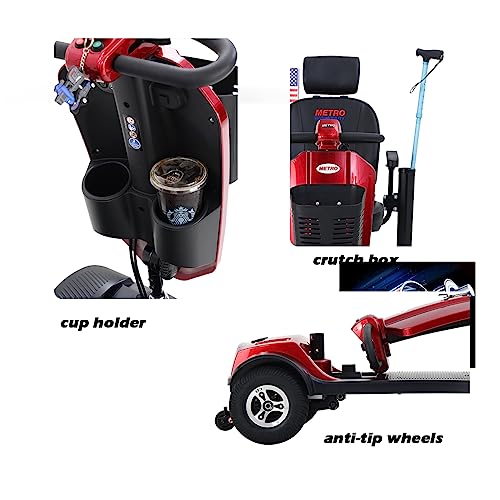 4 Wheel Mobility Scooter Portable Electric with Extended Battery for Seniors Adults Red Q353433