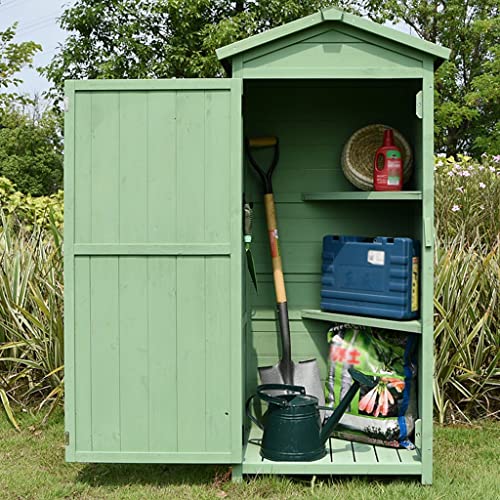 Outdoor Storage Cabinet Wooden Garden Shed with 3 Shelves, Brown B741050
