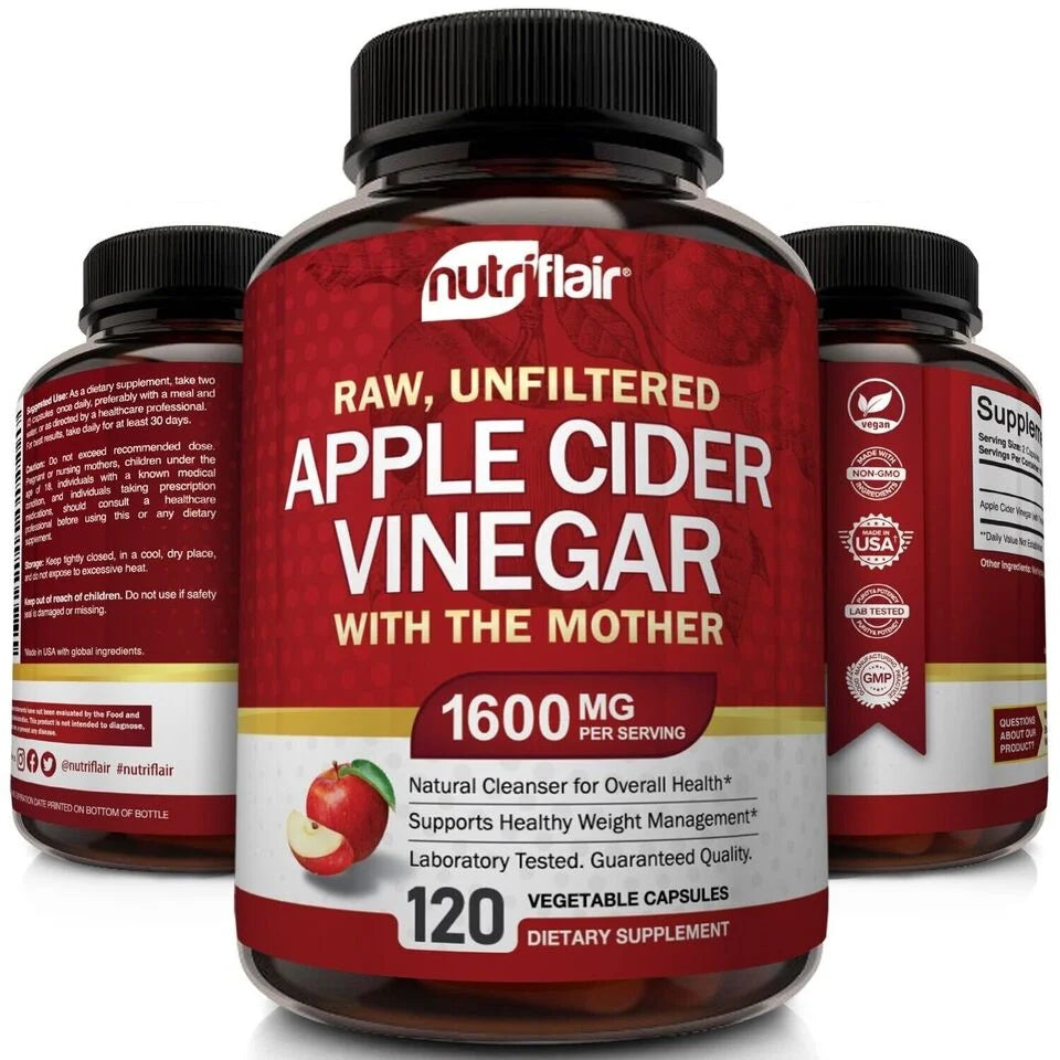 Apple Cider Vinegar Capsules 1600mg, 120 Count P7285