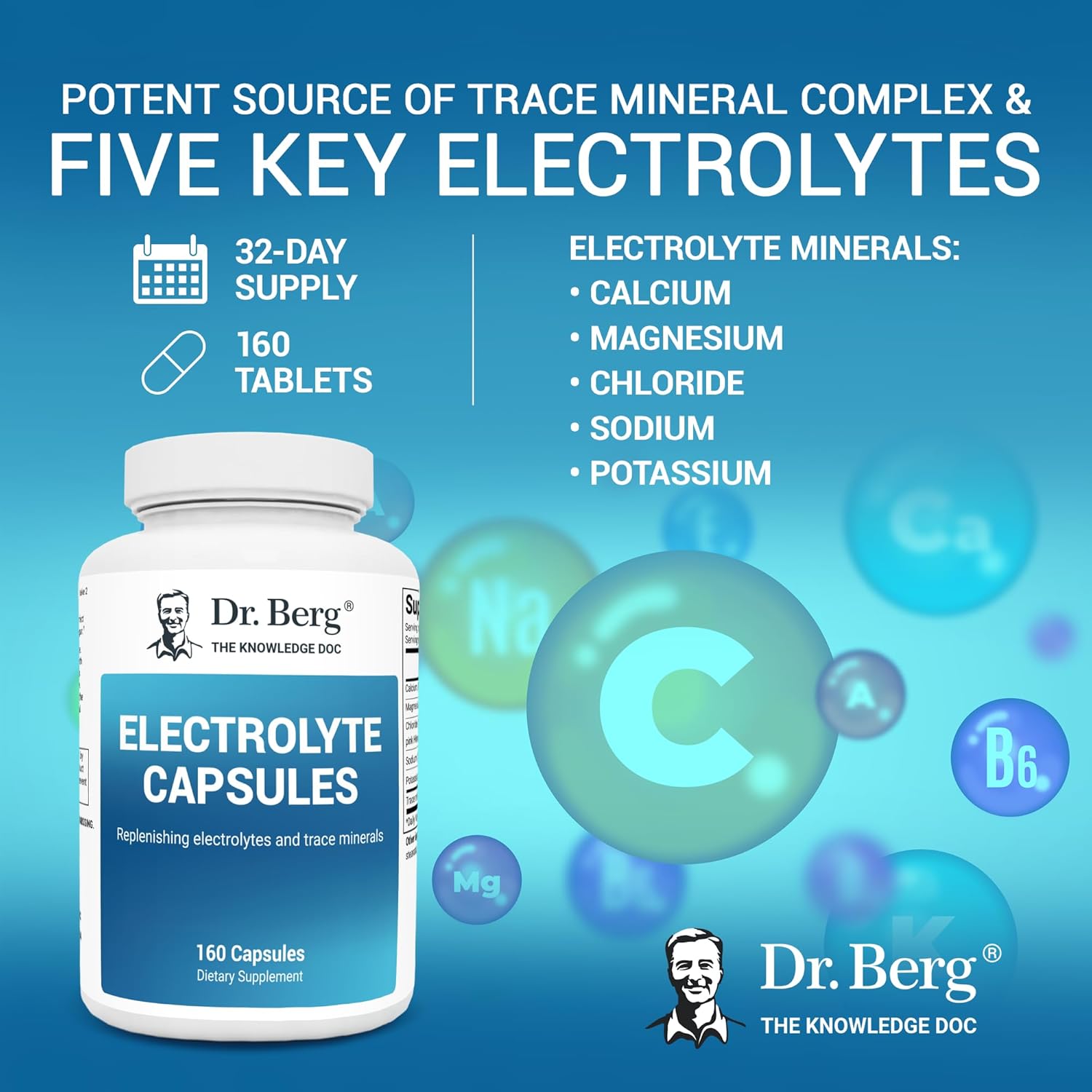 Dr. Berg Electrolyte Capsules - Sugar Free, Keto Friendly - 160 Caps R282925