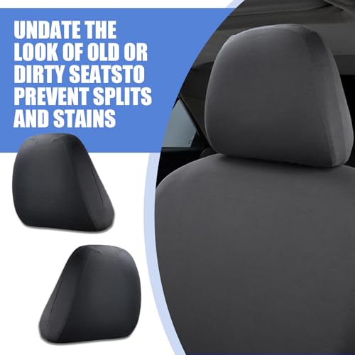 2 PCS Car Seat Headrest Protective Cover, Knitted Fabric, Breathable, Dark Gray M527906