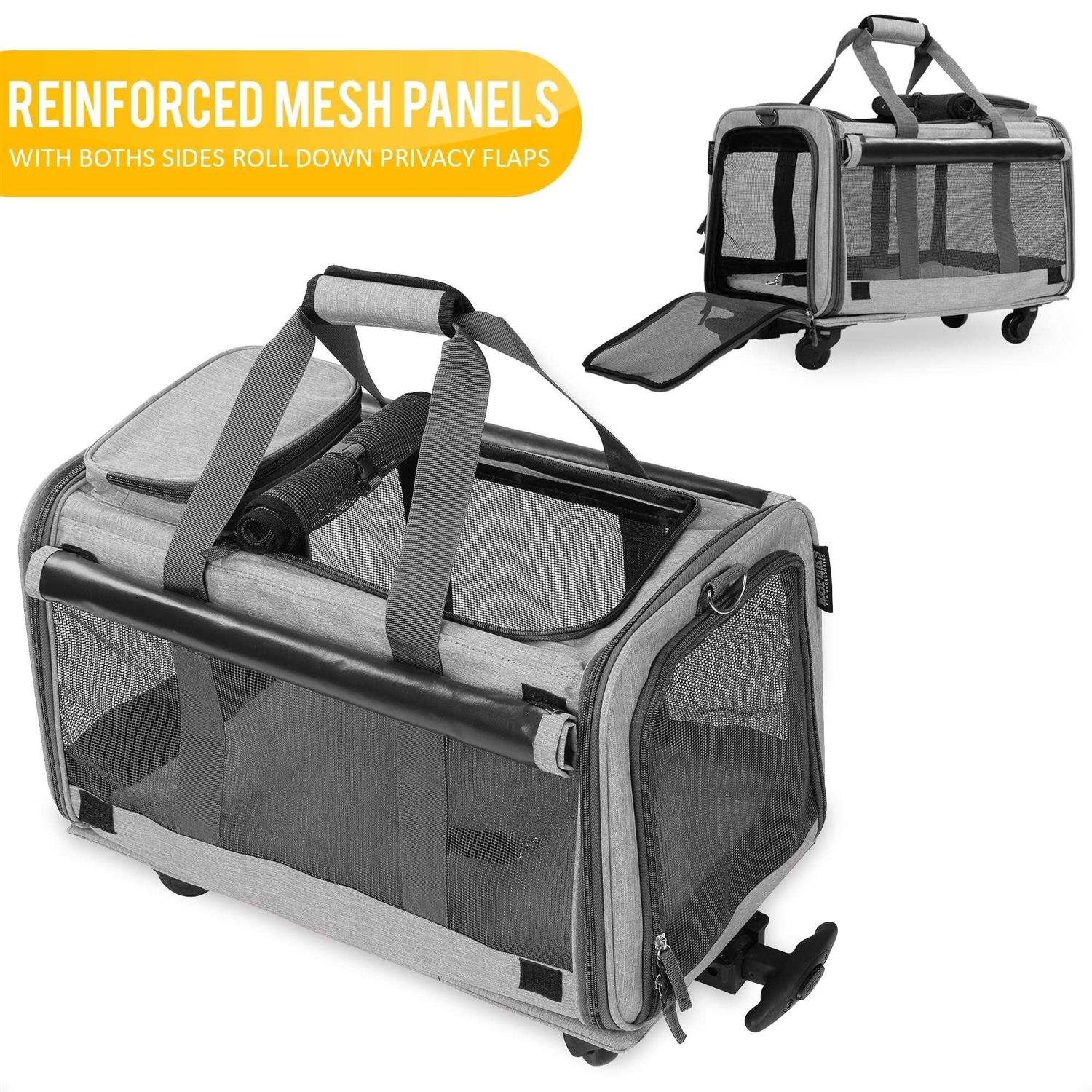 Kopeks Pet Carrier with Detachable Wheels for Small and Medium Dogs Cats I7890