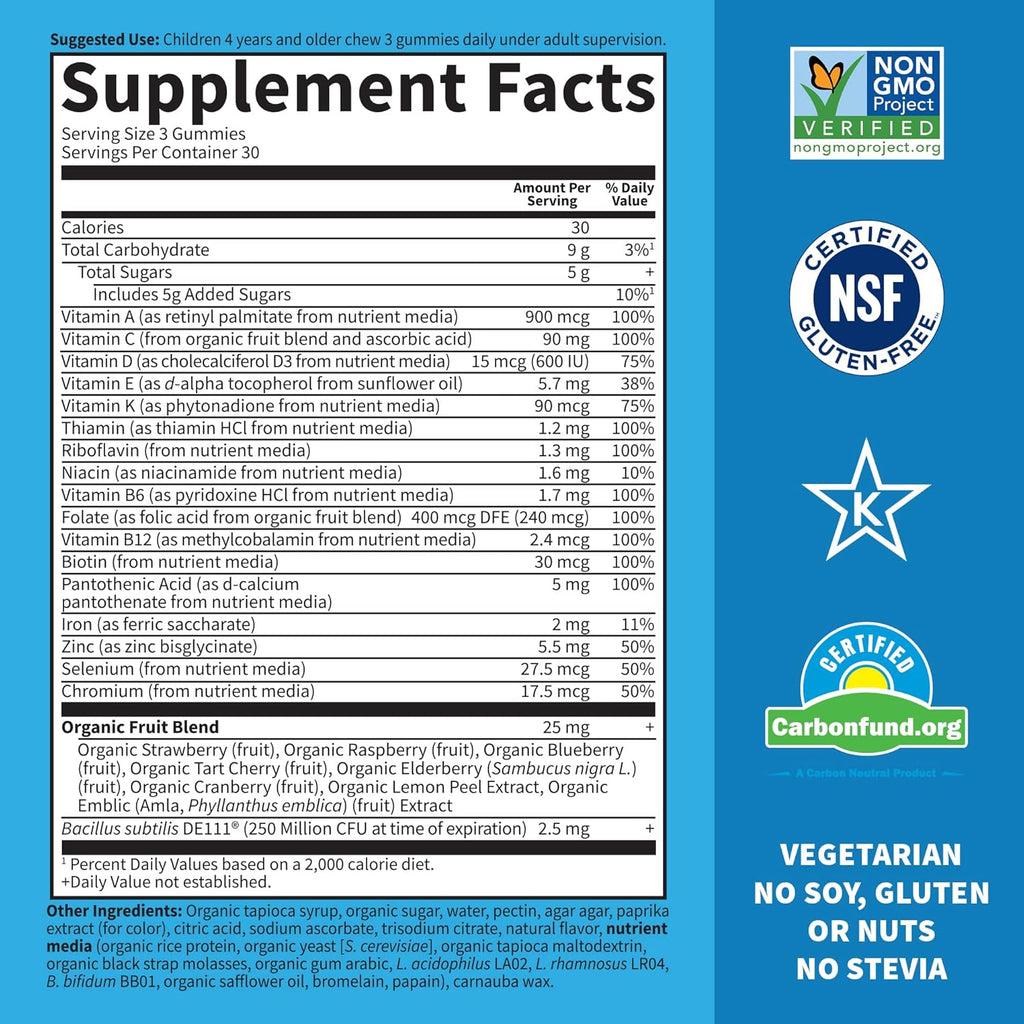 Garden of Life Kids Multivitamin Gummy with Iron & Probiotics, Orange, 30 Day Supply T82752
