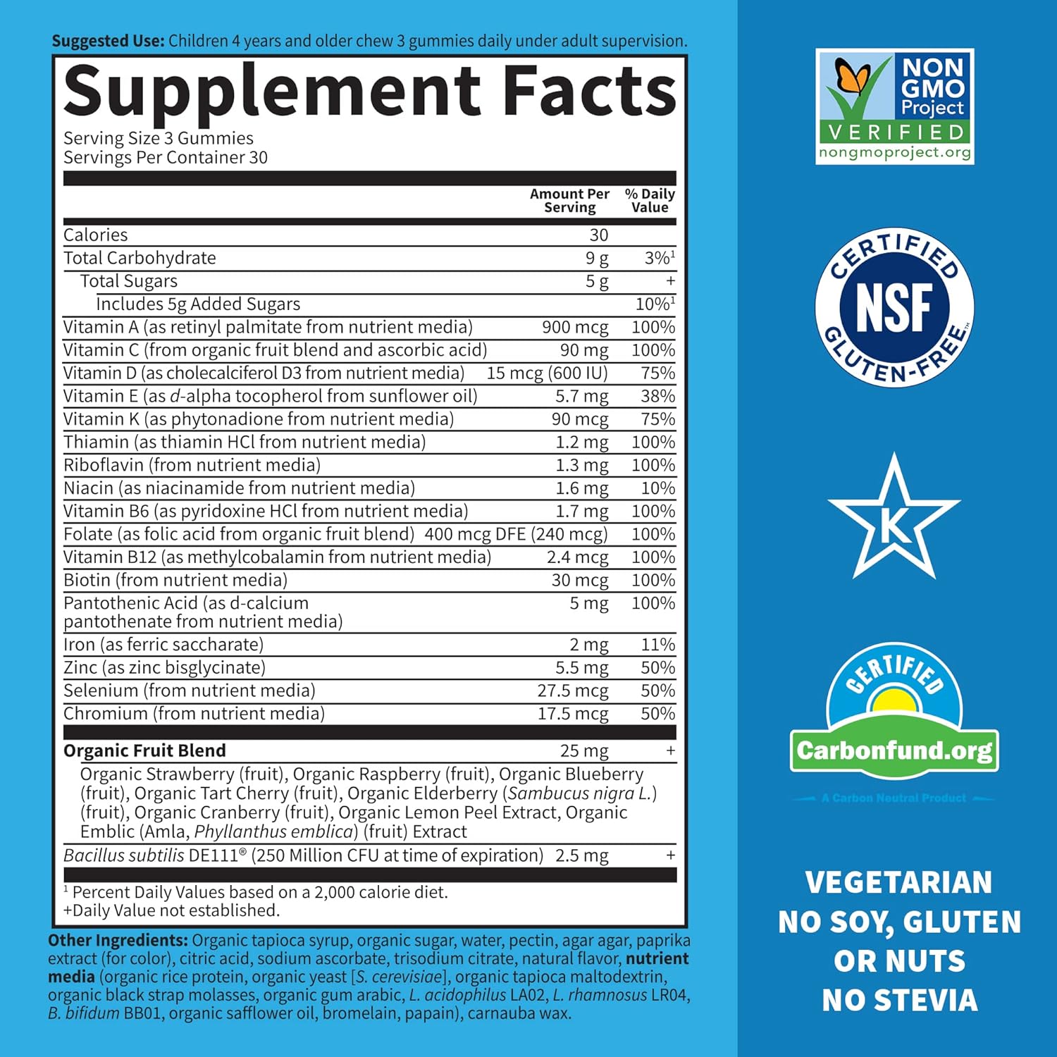 Garden of Life Kids Multivitamin Gummy with Iron & Probiotics, Orange, 30 Day Supply T82752