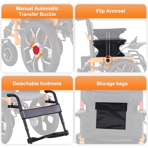 Foldable Electric Wheelchair for Adults, All Terrain, Heavy Duty, 330 lbs B323