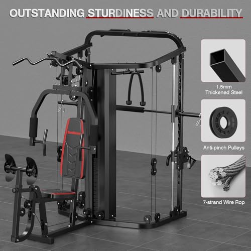 SunHome Multifunction Home Gym System with 138LB Weight Stack P641519