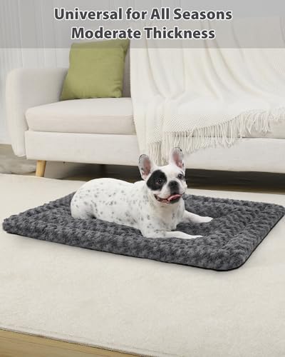 Washable Dog Bed Mat Ultra Soft Crate Pad for Large Dogs, 41 x 27 Inch, Gray K707024