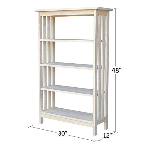 International Concepts 4 Tier Mission Shelf Unit, Unfinished X268