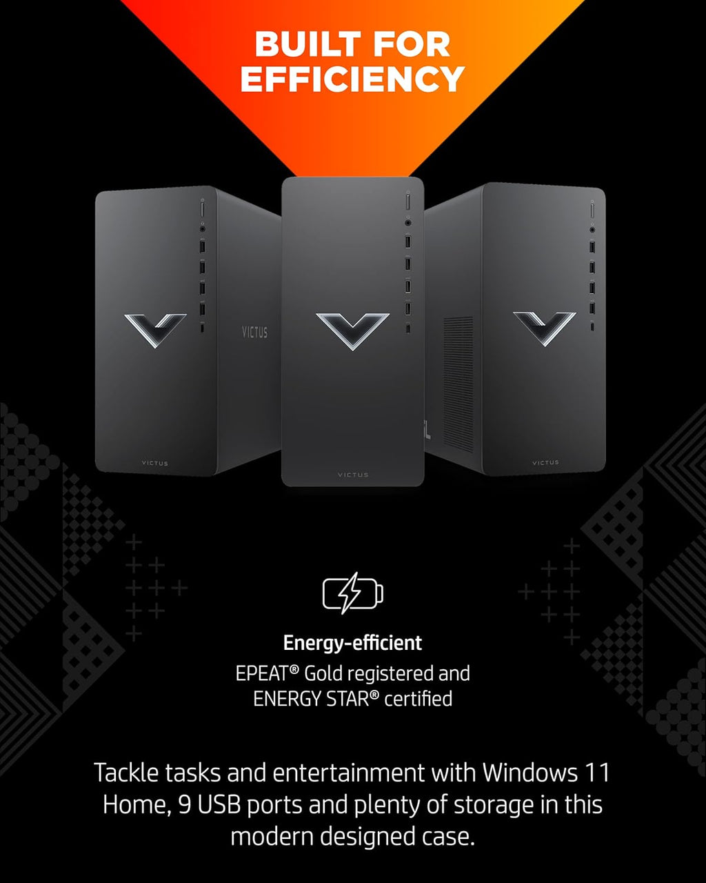 HP Victus 15L Gaming Desktop PC, AMD Ryzen 5 5600G, 32GB RAM, 1TB SSD, Windows 11 E534751