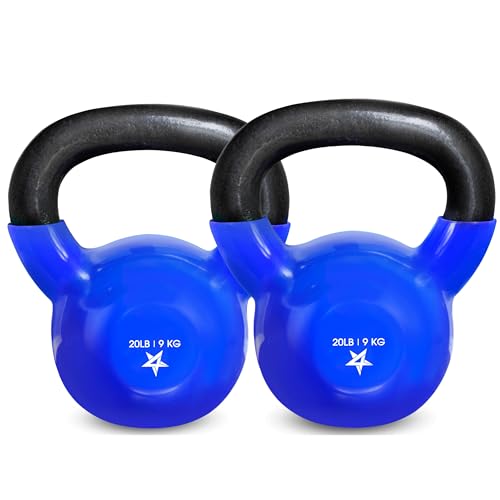 Yes4All 5-100 LB Vinyl Coated Cast Iron Kettlebells M964803