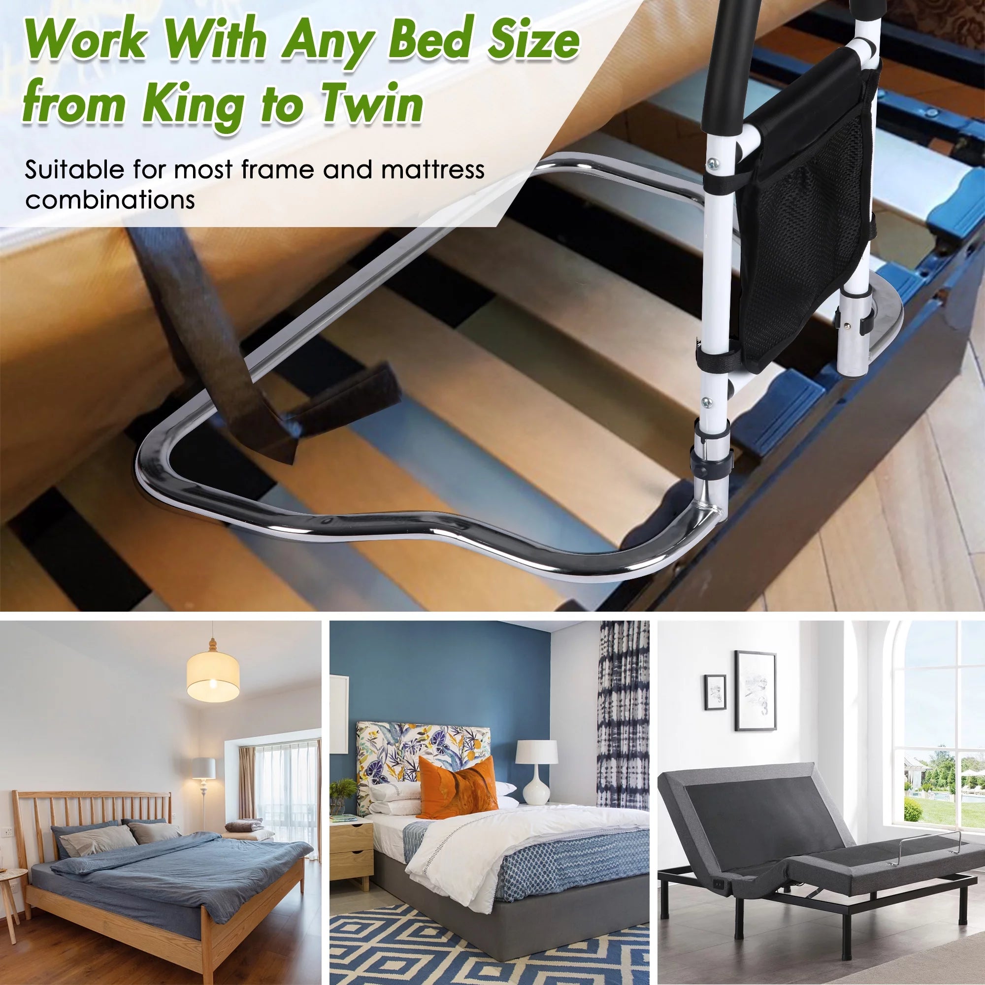 KARMAS PRODUCT Bed Assist Rail with Anchor Strap - Medical Bed Safety Grab Bar for Seniors O657
