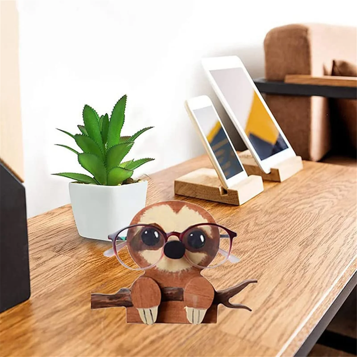 Wooden Animal Glasses Display Stand for Office Desktop U2175