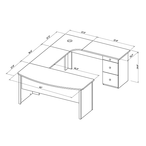 Realspace Broadstreet 65"W U-Shaped Executive Desk, Walnut I77712