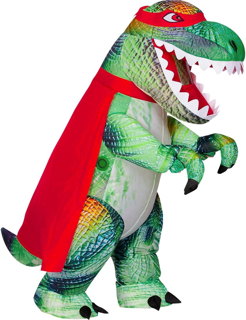 COMIN Inflatable Dinosaur Costume for Adults, Green Halloween Party S823