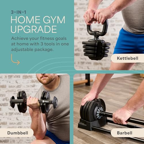 Lifepro Adjustable Dumbbells Set with Rack, 5-in-1, 15-55lb, Home Gym K99628