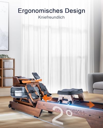 Water Rowing Machine for Home Use, Oak Wood with Bluetooth Monitor G6821