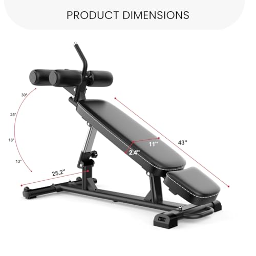 Finer Form Semi-Commercial Adjustable Sit-Up Bench for Core Workouts and Decline Press B22449