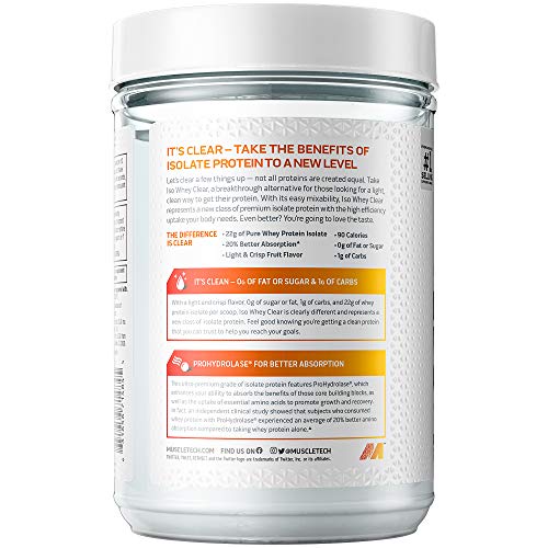 MuscleTech Clear Whey Protein Isolate Powder, Orange Dreamsicle, 22g Protein A269229