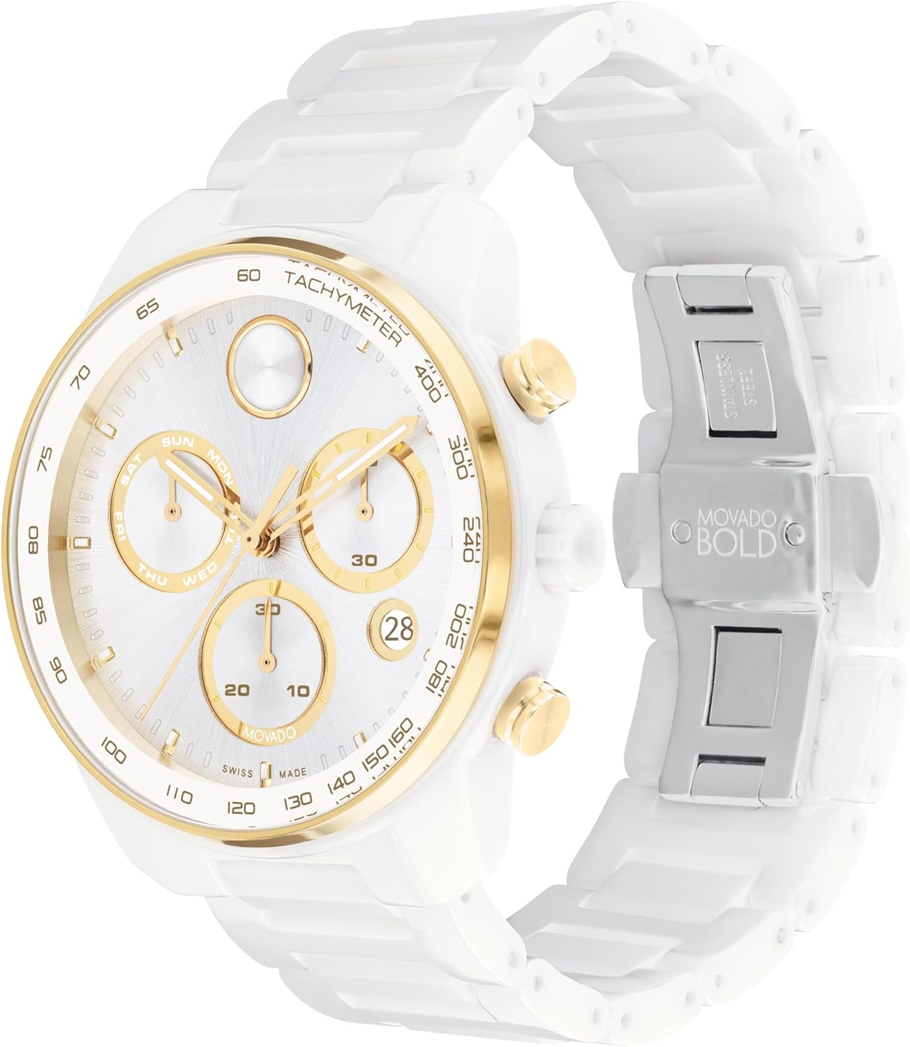 Movado Bold Verso Men's Sport Watch - Swiss Quartz Chronograph, Ceramic Bracelet, 44mm N818802