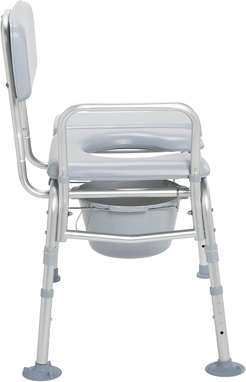 Drive Medical Transfer Bench Commode Chair with Padded Seat, Gray A422