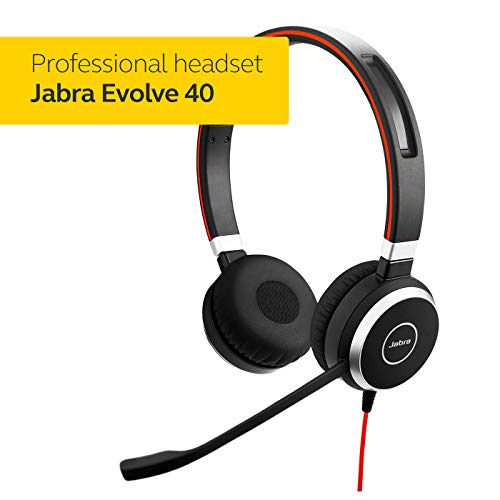Jabra Evolve 40 UC Wired Headset, Mono, 3.5mm/USB, All-Day Comfort K77419