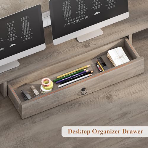SEDETA Farmhouse 63" Executive Desk with File Drawer and Monitor Stand O784