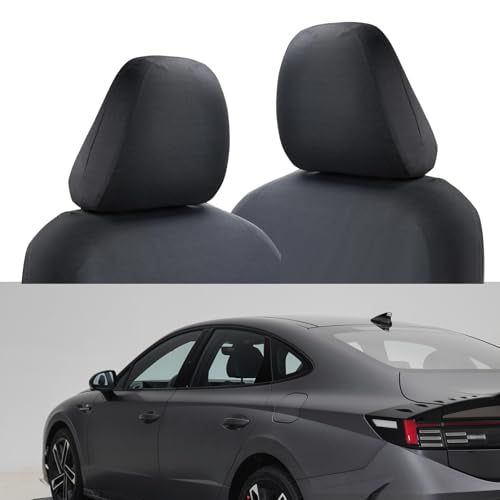 2 PCS Car Seat Headrest Protective Cover, Knitted Fabric, Breathable, Dark Gray M527906