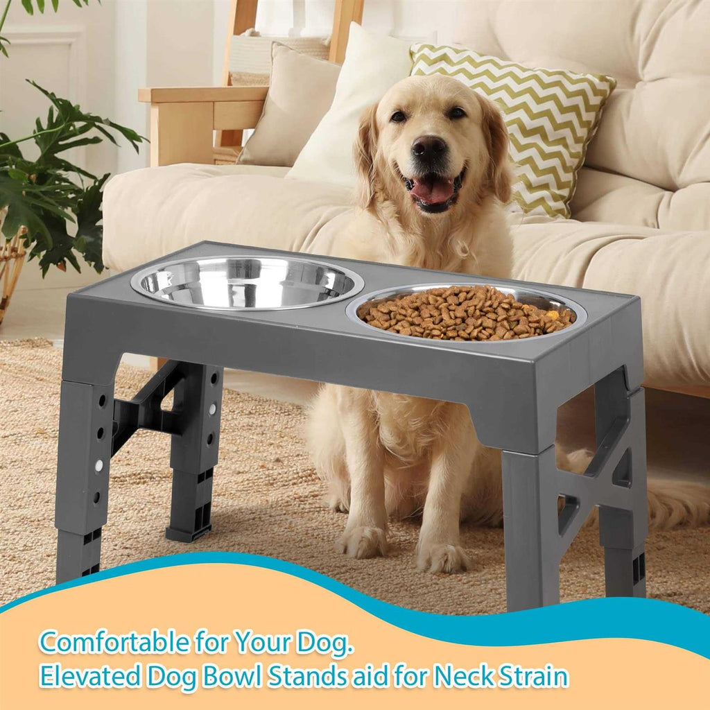 Niubya Elevated Dog Bowls with 2 Stainless Steel Bowls Y881830
