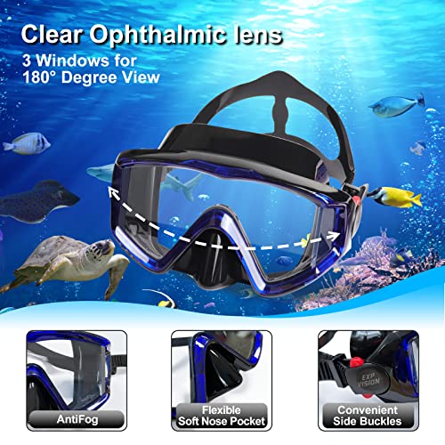 Snorkel Mask Fin Set with Dry Top Snorkel and Travel Bag for Adults D12217