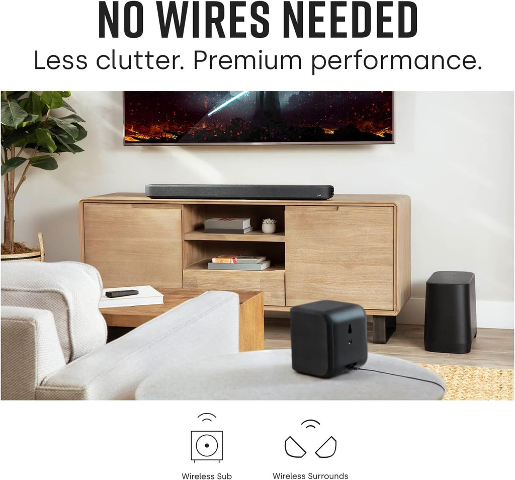 Polk Audio True Surround III 5.1 Wireless Surround Sound System with Sound Bar, Rear Speakers & Subwoofer, Black E63117