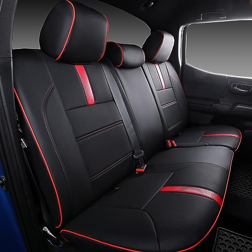 PTYYDS Seat Covers for 2016-2023 Toyota Tacoma Full Set Black Red U9444