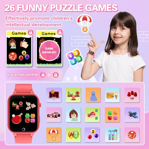 Kids Smart Watch for Girls Aged 6-12 with HD Touchscreen, Camera, and Games U3599