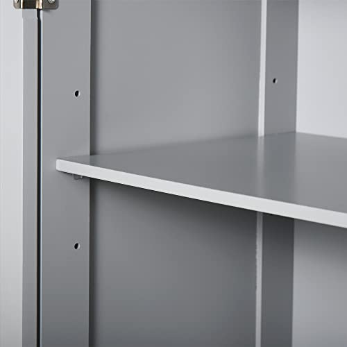 kleankin Bathroom Floor Cabinet, Wooden, 2 Doors, 2 Drawers, Grey V92019