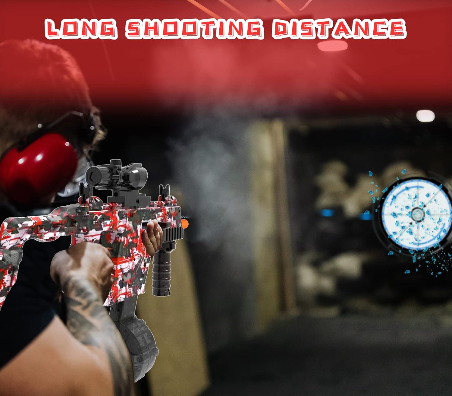 JIFTOK Electric Gel Ball Blaster with Goggles, Rechargeable Splatter Ball Toy for Outdoor Shooting Games, Red L64169